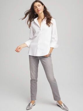 Chico’s Girlfriend Slim Leg Straight Ankle Jean Grey Size 6